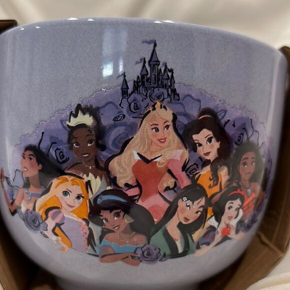 Disney Princesses Ramen Bowl With Chopsticks NWT Belle Snow White Aurora Moana - Picture 3 of 6